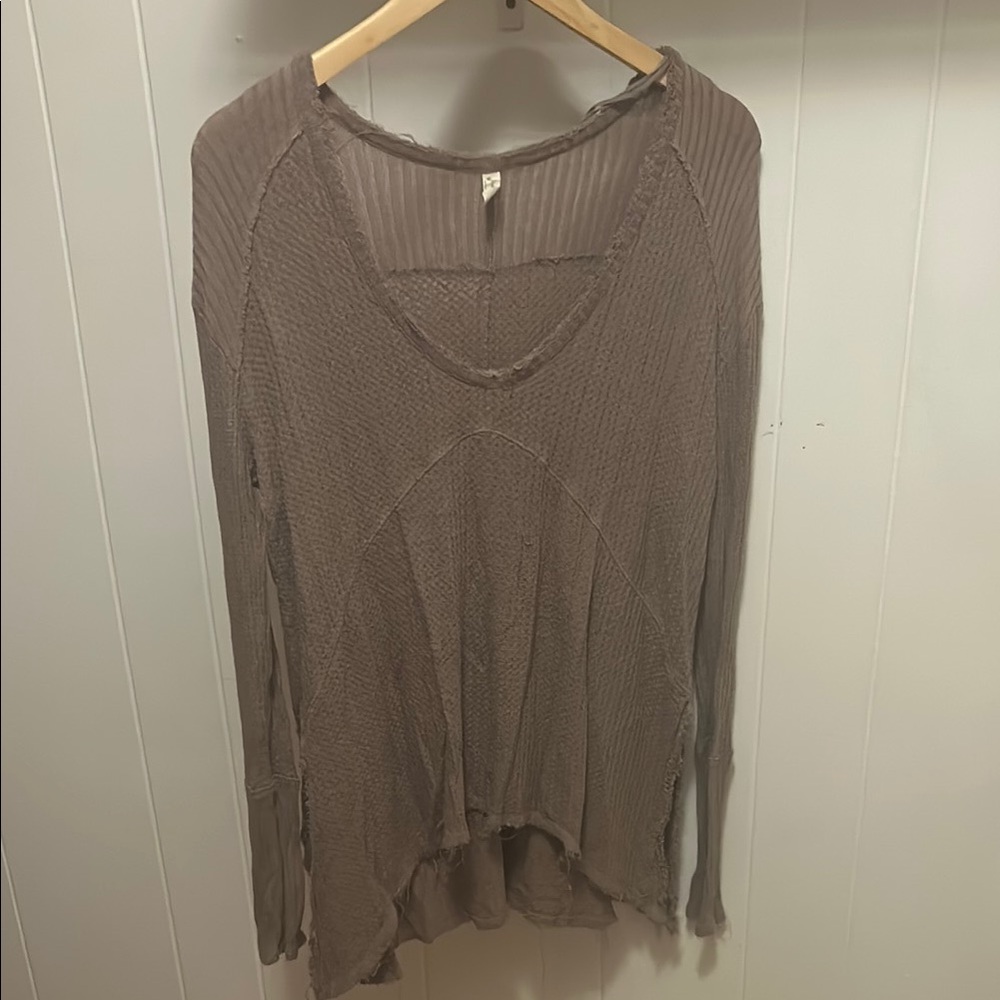 Free People Long Sleeve Waffle Shirt